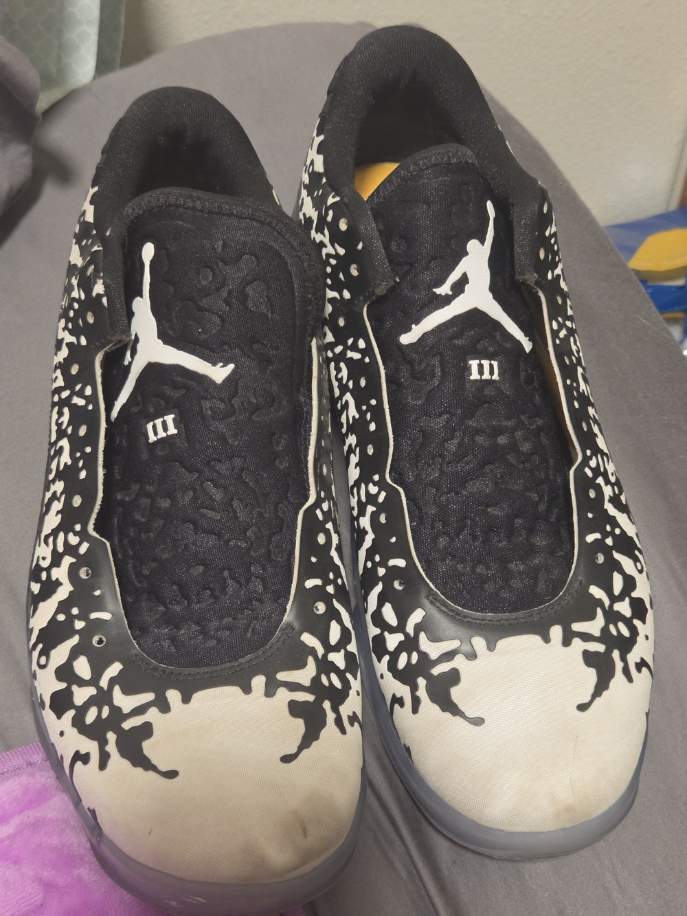 Air Jordan Slip-On Sneakers with Black & White Graphic